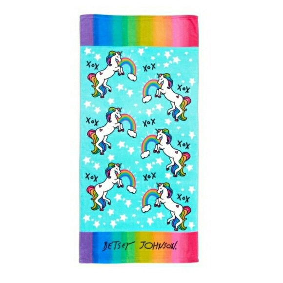 Betsey Johnson Unicorn Rainbow 🌈 Beach Towel BNWT - Picture 2 of 5